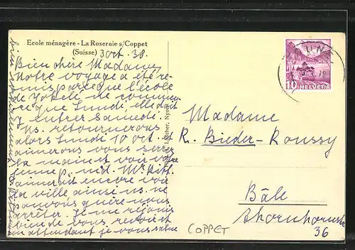 AK Coppet, Ecole ménagère La Roseraie
