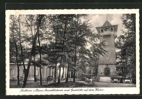 AK Northeim, Aussichtsturm und Gaststätte auf dem Wieter