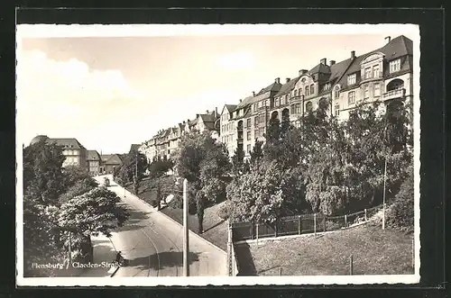 AK Flensburg, Claeden-Strasse mit Stadtvillen