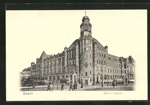 AK Essen, Kaiserliches Postamt mit Strassenbahnen
