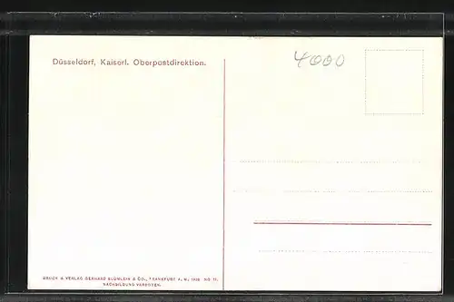 AK Düsseldorf, Kaiserliche Oberpostdirektion mit Strassenbahn