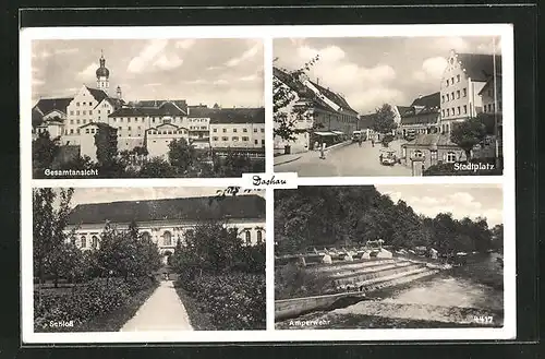 AK Dachau, Schloss, Stadtplatz, Amperwehr