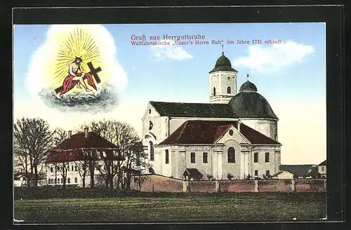 AK Friedberg, Wallfahrtskirche Herrgottsruhe im Jahre 1731 erbaut, Jesusbild