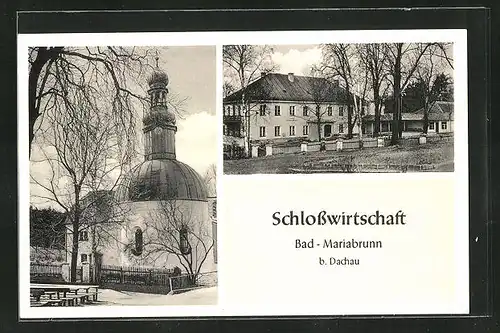 AK Bad-Mariabrunn b. Dachau, Gasthaus Schlosswirtschaft Mariabrunn, Garten