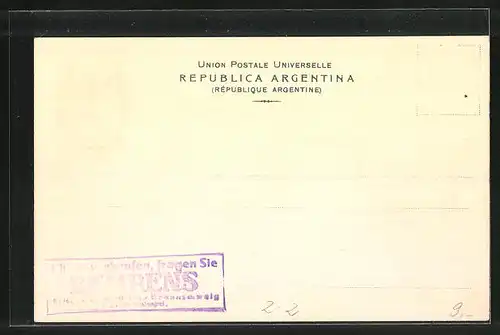 Lithographie Argentinien, Briefmarken und Wappen