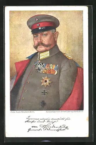 AK Gemälde Paul von Hindenburg in Uniform mit Orden