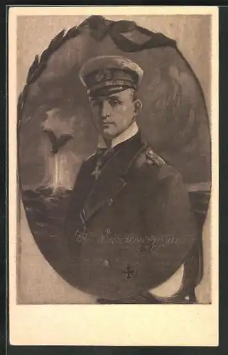 Künstler-AK U-Boot-Kommandant Otto Weddigen