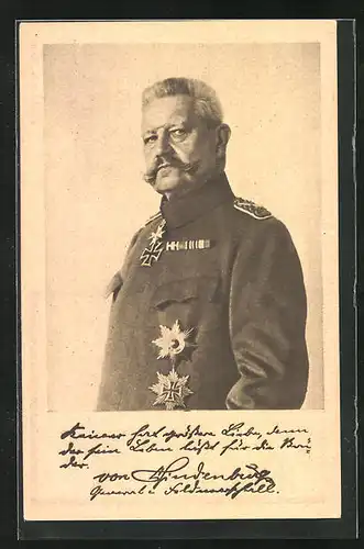 AK Paul von Hindenburg in Uniform mit Eisernem Kreuz