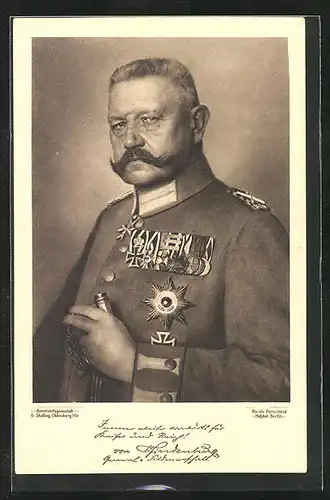 AK Paul von Hindenburg in Uniform mit Orden