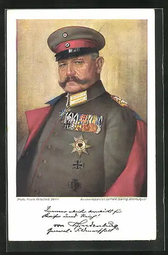 AK Paul von Hindenburg in Uniform mit Schirmmütze