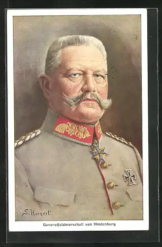 Künstler-AK Generalfeldmarschall Paul von Hindenburg in Uniform