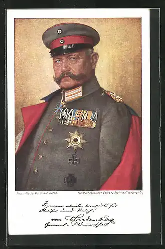 AK Porträt von Paul von Hindenburg in Uniform mit Orden