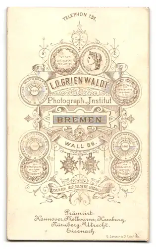 Fotografie L. O. Grienwaldt, Bremen, Wall 86, Portrait bürgerlicher Herr mit kleinem Mädchen