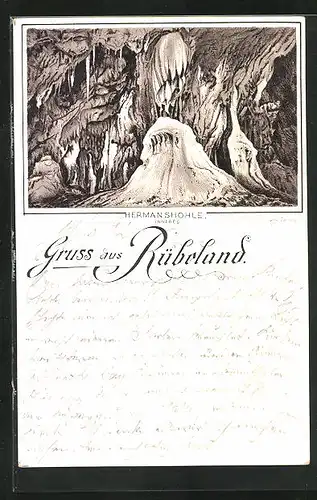 Vorläufer-Lithographie Rübeland /Harz, 1892, Inneres der Hermannshöhle