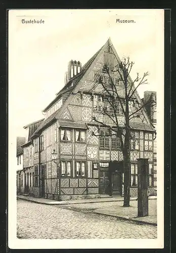 AK Buxtehude, Museum mit Brunnen