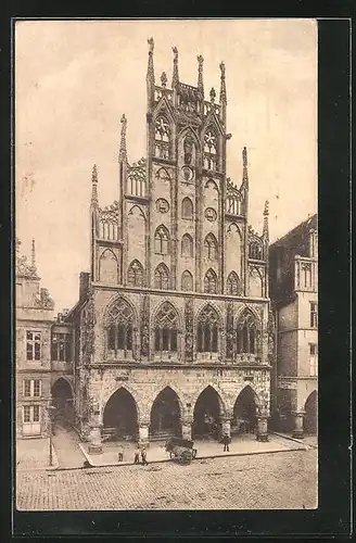 AK Münster i. W., Rathaus, Karren, Kinder