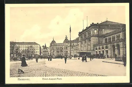 AK Hannover, Ernst-August-Platz mit Bahnhof