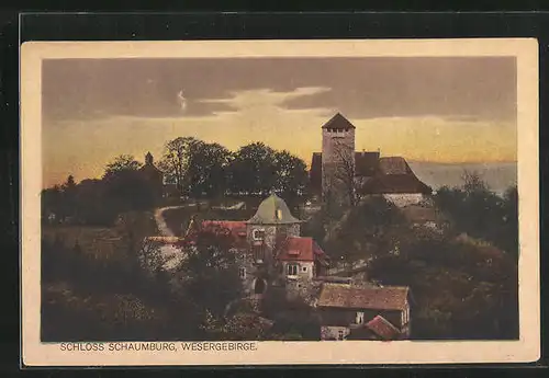 AK Rinteln, Schloss Schaumburg aus der Vogelschau