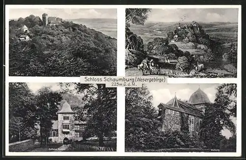 AK Rinteln, Schloss Schaumburg, Gesamtansicht, Burgtor, Vorburg