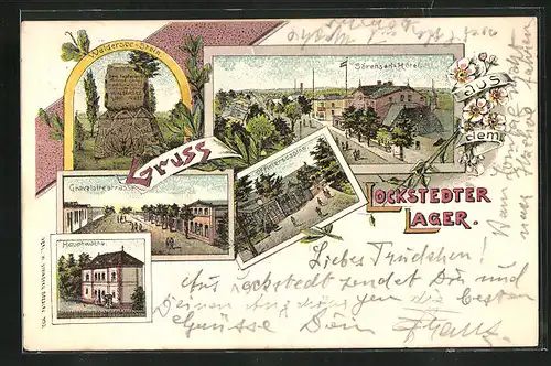 Lithographie Lockstedter Lager, Hotel Sörensen, Gravelottestrasse, Hauptwache, Offizierscasino