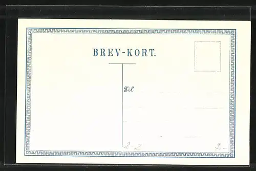 AK Briefmarken und Wappen von Dänemark mit Landkarte