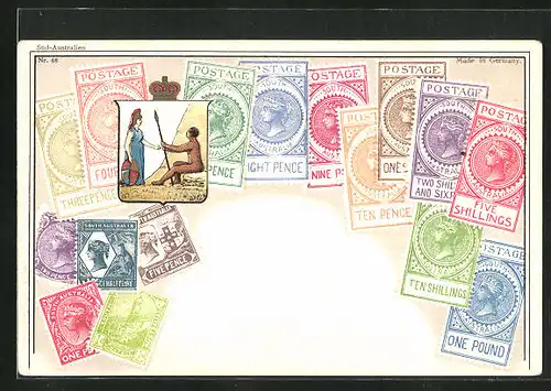 AK Briefmarken und Wappen von South Australia / Süd-Australien