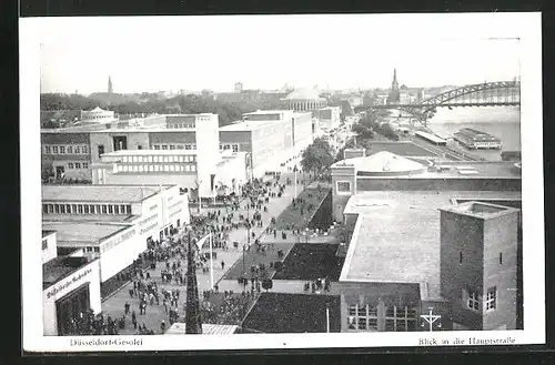AK Düsseldorf, Gesolei-Ausstellung 1926, Blick in die Hauptstrasse