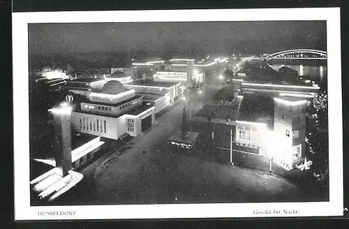 AK Düsseldorf, Gesolei-Ausstellung 1926, Ausstellungsgelände bei Nacht
