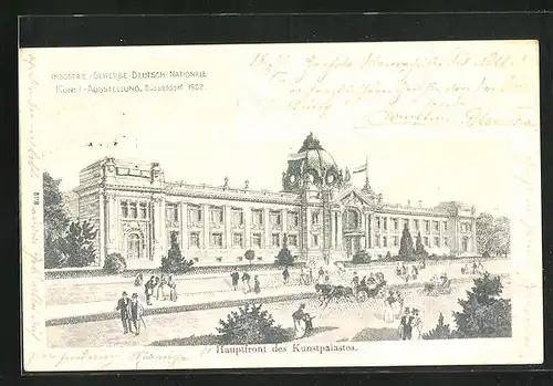 AK Düsseldorf, Gewerbe-u. Industrie-Ausstellung 1902, Hauptfront des Kunstpalastes