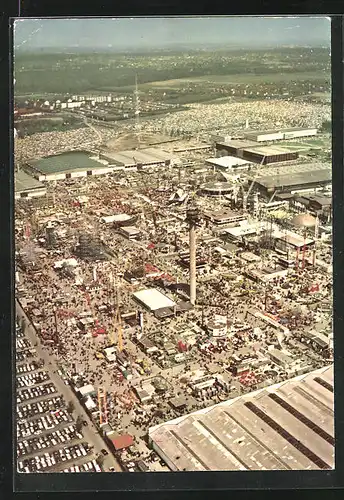 AK Hannover, Messe 1956, Hermes Turm vom Flugzeug aus