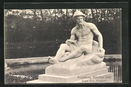 AK München, Ausstellung 1908, Erwin Kurz Flussgott