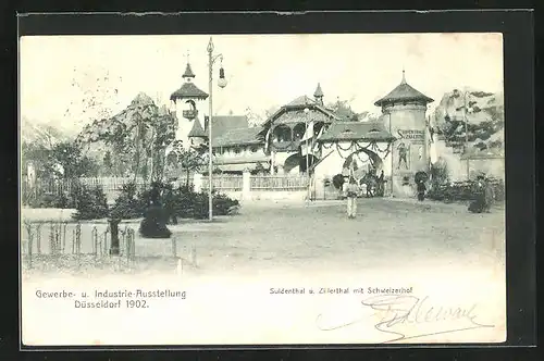 AK Düsseldorf, Gewerbe- u. Industrie-Ausstellung 1902, Suldenthal und Zillerthal mit Schweizerhof