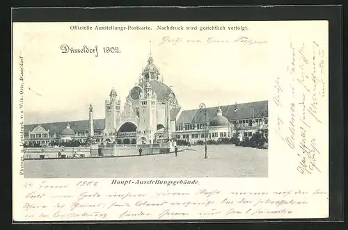 AK Düsseldorf, Idustrie- u. Gewerbe-Ausstellung 1902, Haupt-Ausstellungsgebäude
