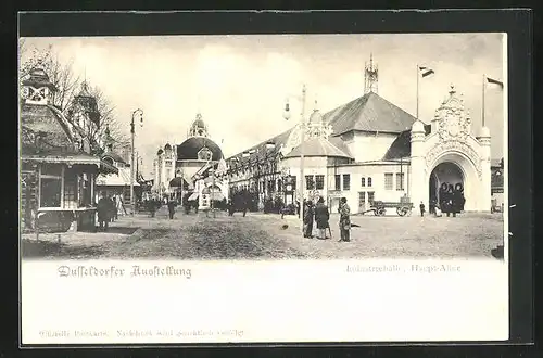 AK Düsseldorf, Idustrie- u. Gewerbe-Ausstellung 1902, Industriehalle, Haupt-Allee