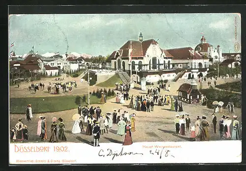 AK Düsseldorf, Industrie- & Gewerbe-Ausstellung 1902, Haupt Weinrestaurant