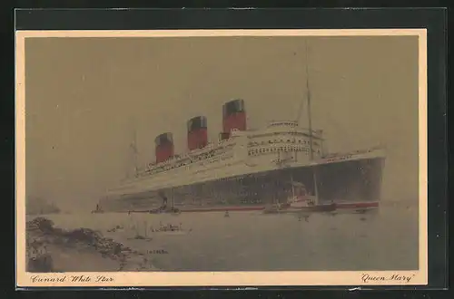 Künstler-AK Cunard White Star Queen Mary