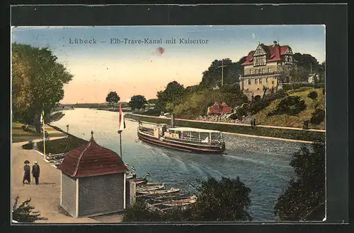 AK Lübeck, Elb-Trave-Kanal mit Kaisertor