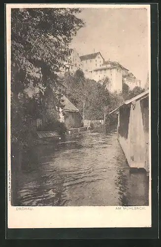 AK Dachau, am Mühlbach