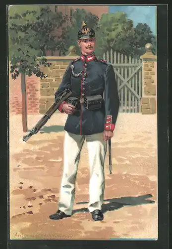 Künstler-AK Anton Hoffmann - München: Deutsche Armee, Füsilier-Regiment v. Gesdorff No. 80, Wachanzug