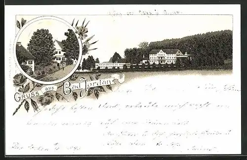 Vorläufer-Lithographie Biberach / Riss, 1893, Hotel Bad Jordan (Jordandad)
