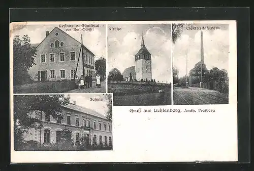 AK Lichtenberg, Elektrizitätswerk, Gasthaus z. Gimlitztal, Schule