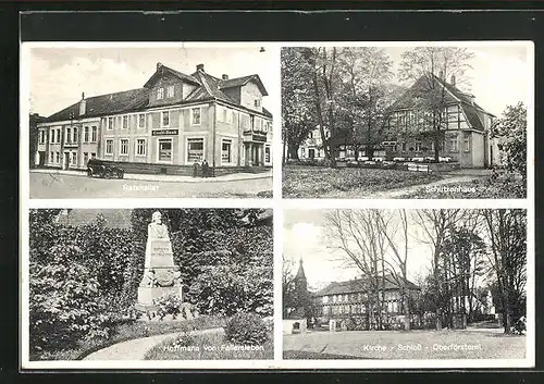 AK Fallersleben, Gasthof Ratskeller, Schützenhaus, Denkmal Hoffmann v. Fallersleben