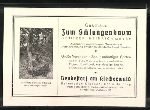 AK Bendestorf, Gasthaus Zum Schlangenbaum Bes. Heinrich Meyer