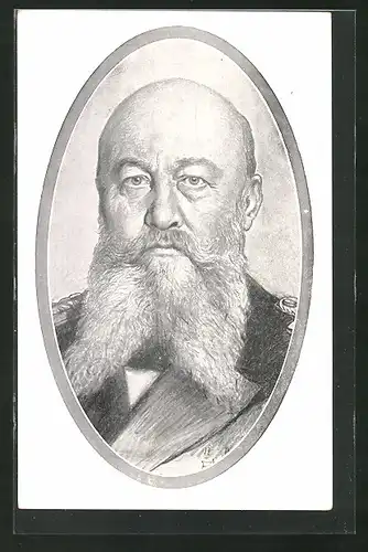 Künstler-AK Grossadmiral von Tirpitz in ovalem Rahmen