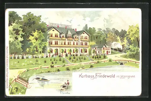 Künstler-AK Friedewald im Lössnitzgrund, Kurhaus Friedewald