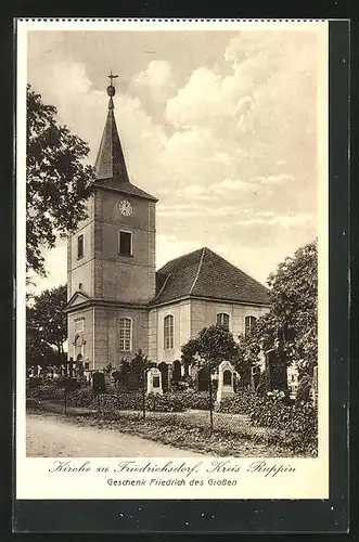 Leporello-AK Friedrichsdorf, Kirche und Friedhof