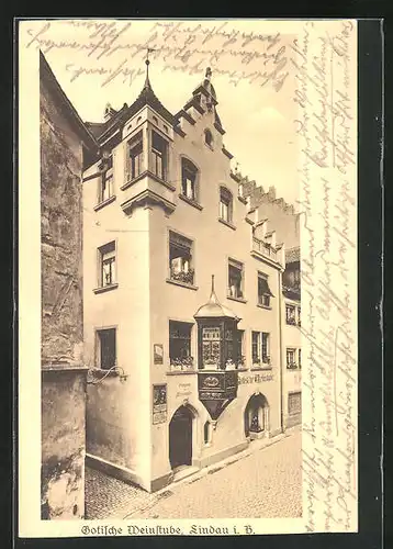 AK Lindau, Ortspartie mit der Gotischen Weinstube