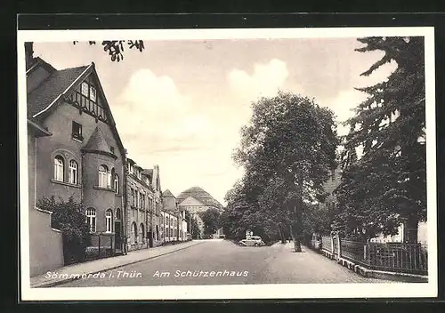 AK Sömmerda /Thür., Strassenpartie am Schützenhaus