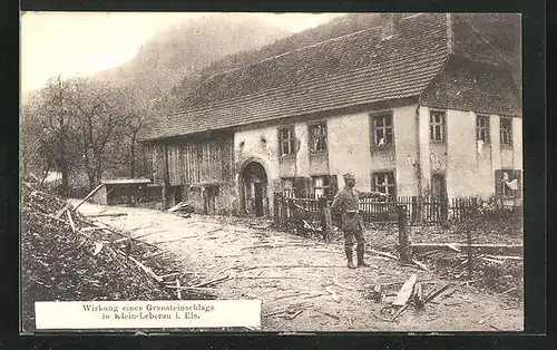 AK Markirch-Klein Leberau, Wirkung eines Granateinschlages 1914 /15