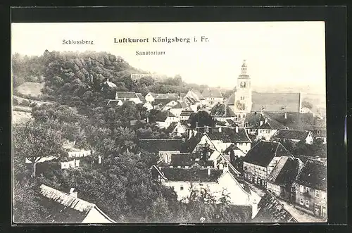 AK Königsberg, Orstansicht mit Kirche, Sanatorium und Schlossberg